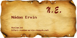 Nádas Ervin névjegykártya